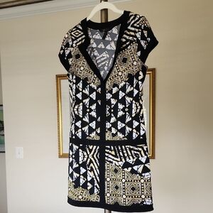 BCBGMaxAzria Black and Yellow Geometric Mini Dress